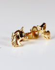 Unicorn Earrings 14k Solid Gold, Single / Pair,
