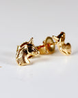 Unicorn Earrings 14k Solid Gold, Single / Pair,