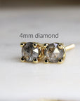 4mm Salt and Pepper Diamond Stud Earrings - Melt'm Jewelry