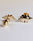 Dinosaur Earrings 14k Solid Gold, Single / Pair, Plateosaurus Dinosaur Earrings