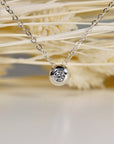 Sterling Silver Pebble Necklace, Silver and Cz Floating Pebble Necklace