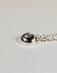 Sterling Silver Pebble Necklace, Silver and Cz Floating Pebble Necklace