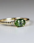 Diamond & Green Tourmaline Engagement Ring