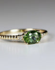 Diamond & Green Tourmaline Engagement Ring