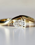 East West Pear Moissanite Ring 14k Gold, LIL JASMINE - Melt'm Jewelry