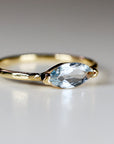 Marquise Aquamarine Ring, 14k Gold Aquamarine Engagement Ring - Melt'm Jewelry