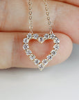 14k Gold Natural Diamond Sliding Open Heart Necklace