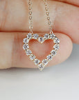 14k Gold Natural Diamond Sliding Open Heart Necklace