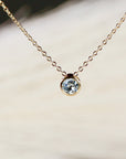 Bezel Set Swiss Blue Topaz Necklace 14k Solid Gold