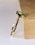 Cushion Cut Peridot Engagement Ring 14k Gold, Solitaire Ring