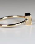 Princess Cut Bezel Set Aquamarine Ring 14k Gold March Birthstone