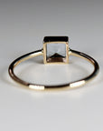 Princess Cut Bezel Set Aquamarine Ring 14k Gold March Birthstone - Melt'm Jewelry