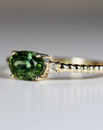 Diamond & Green Tourmaline Engagement Ring
