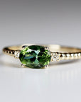 Diamond & Green Tourmaline Engagement Ring - Melt'm Jewelry