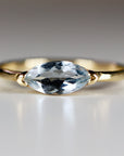 Marquise Aquamarine Ring, 14k Gold Aquamarine Engagement Ring - Melt'm Jewelry