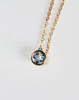 Bezel Set Swiss Blue Topaz Necklace 14k Solid Gold