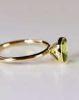 Cushion Cut Peridot Engagement Ring 14k Gold, Solitaire Ring