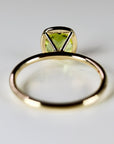 Cushion Cut Peridot Engagement Ring 14k Gold, Solitaire Ring