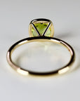 Cushion Cut Peridot Engagement Ring 14k Gold, Solitaire Ring