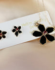 Sakura Necklace 14k Solid Gold, Cherry Blossom Charm Pendant
