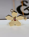 Sakura Necklace 14k Solid Gold, Cherry Blossom Charm Pendant