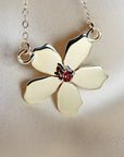 Sakura Necklace 14k Solid Gold, Cherry Blossom Charm Pendant