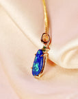 Boulder Opal w Sapphire Pendant 14k Solid Gold