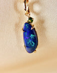 Boulder Opal w Sapphire Pendant 14k Solid Gold
