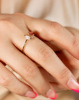 Pink Tourmaline & Opal Cluster Ring 14k Gold