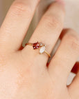 Pink Tourmaline Opal and Diamond Cluster Ring in 14k Gold