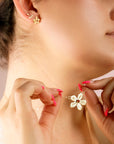 Sakura Cherry Blossom Earrings 14k Gold, with any Birthstone