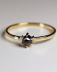 Hexagon Black Diamond Ring, 6 Prong Solitaire Ring