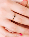 Hexagon Black Diamond Ring, 6 Prong Solitaire Ring