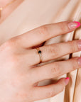 Hexagon Black Diamond Ring, 6 Prong Solitaire Ring
