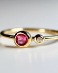 14k Gold Diamond & Pink Tourmaline Ring