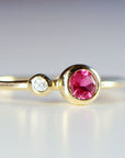 14k Gold Diamond & Pink Tourmaline Ring