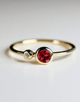 14k Gold Diamond & Pink Tourmaline Ring