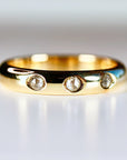 4mm Dome Wedding Band, Flush Set Diamond Wide Gold Band Ring