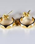 Geometric Textured Gold Huggies 14k Solid Gold