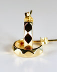 Geometric Textured Gold Huggies 14k Solid Gold