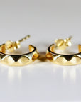 Geometric Textured Gold Huggies 14k Solid Gold