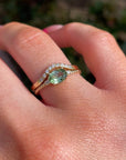 Diamond & Oval Tourmaline Engagement Ring - Melt'm Jewelry