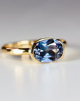 East West Half Bezel Sapphire Engagement Ring 14k Gold - Melt'm Jewelry