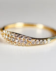 14k Gold Micro Pave Signet Ring, CZ Stacking Ring