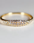 14k Gold Micro Pave Signet Ring, CZ Stacking Ring