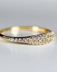 14k Gold Micro Pave Signet Ring, CZ Stacking Ring