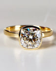 Cushion Cut Moissanite Engagement Ring 14k Gold JULIET