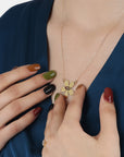 Sakura Necklace 14k Solid Gold, Cherry Blossom Charm Pendant