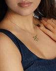 Sakura Necklace 14k Solid Gold, Cherry Blossom Charm Pendant
