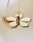 Sakura Necklace 14k Solid Gold, Cherry Blossom Charm Pendant